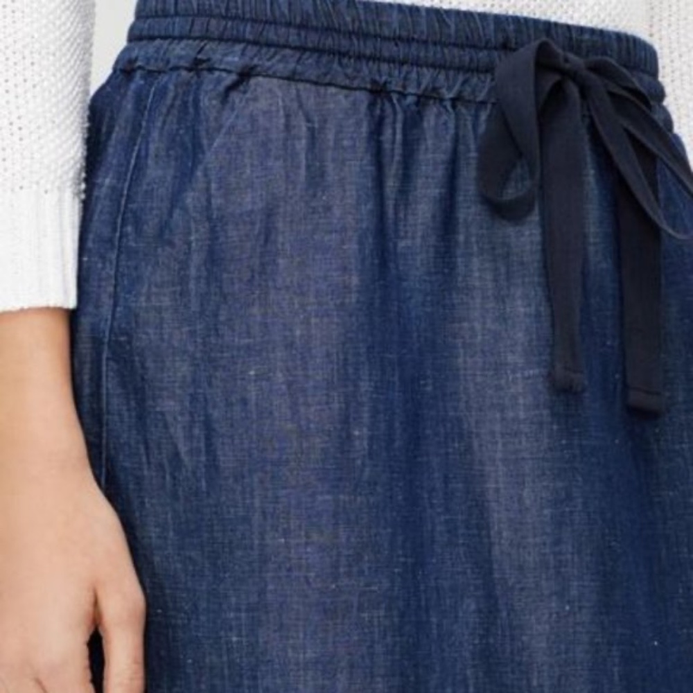 Ann Taylor Petite Chambray Drawstring Skirt - Picture 2 of 8